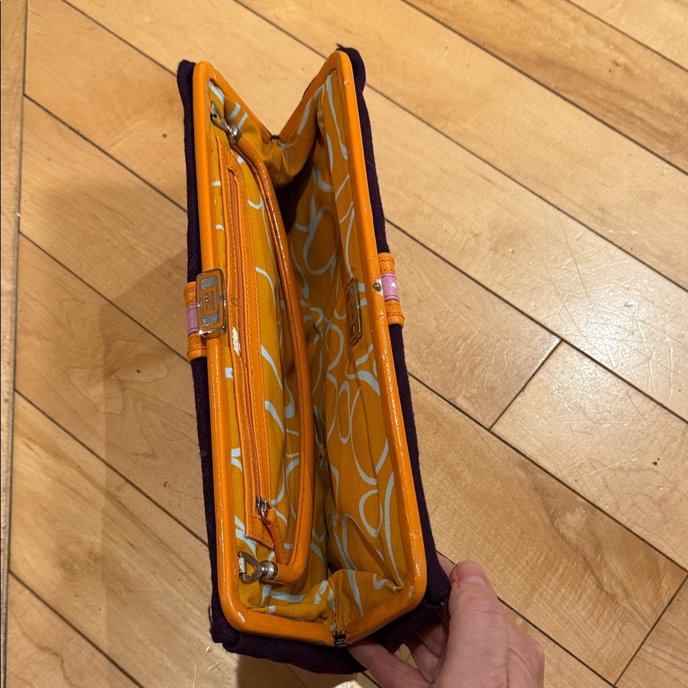 Retro plum and Orange Clutch with Pink Accents - Picture 2 of 2